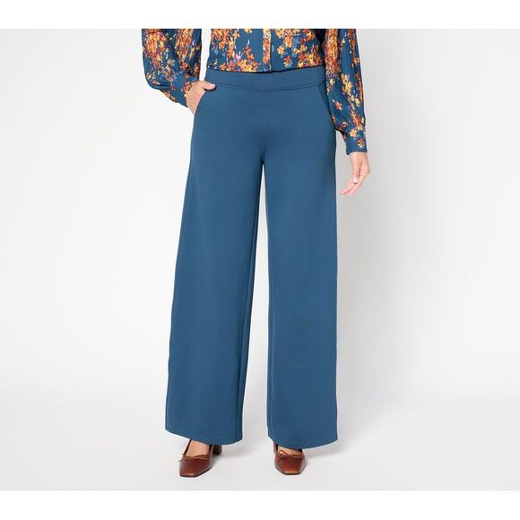 Belle by Kim Gravel Pants - Belle by Kim Gravel Women's Plus Sz Pants 18 Perfect Ponte Pull-On Blue